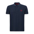 Koszulka polo męska bawełniana z kolorowym logo granatowa M0-99-101-N