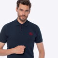 Koszulka polo męska bawełniana z kolorowym logo granatowa M0-99-101-N