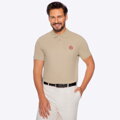 Koszulka polo męska bawełniana z kolorowym logo beżowa M0-99-101-9