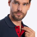 Koszulka polo męska bawełniana z kolorowym logo granatowa M0-99-101-N