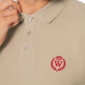 Koszulka polo męska bawełniana z kolorowym logo beżowa M0-99-101-9