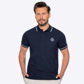 Koszulka polo męska bawełniana z lamówkami granatowo - biała M0-99-102-N