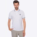Koszulka polo męska bawełniana z lamówkami biało - czarna M0-99-102-0