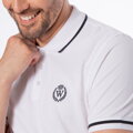 Koszulka polo męska bawełniana z lamówkami biało - czarna M0-99-102-0