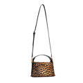 Damski kuferek ze skóry naturalnej w panterkę mini brązowo - czarny 102-4E-603-4
