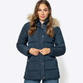 Kurtka damska pikowana z monogramem granatowa 99-9D-901-N