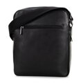 Kožená crossbody taška s dekoratívnym prešívaním čierna 100-4U-808-1