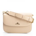 Malá kožená kabelka cez rameno béžová 100-4E-215-9