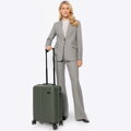 Mała walizka z ABS-u w drobne paski khaki 56-3A-601-85