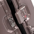Mała walizka z aluminium na kółkach beżowo - szara 56-3H-101-8M