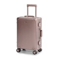 Mała walizka z aluminium na kółkach beżowo - szara 56-3H-101-8M
