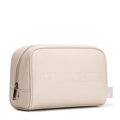 Męska kosmetyczka z imitacji skóry z logo kremowa 29-3Y-901-0