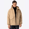 Męska kurtka zimowa z podwójnym kapturem beżowa 93-9D-453-9