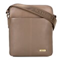 Pánska kožená crossbody taška s dvojitou textúrou taupe 100-4U-803-9