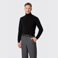 Męski golf z wełny czarny 29-99-350-1