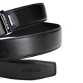 Męski pasek z gładkiej skóry naturalnej czarny 102-8M-112-1