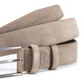 Męski pasek ze skóry naturalnej o fakturze zamszu beżowy 102-8M-108-89