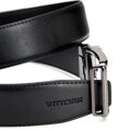 Męski pasek ze skóry naturalnej z klamrą automatyczną czarno - grafitowy 102-8M-105-1
