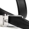 Męski pasek ze skóry naturalnej z klamrą automatyczną czarno - srebrny 102-8M-105-1S