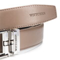 Męski pasek ze skóry naturalnej z klamrą automatyczną beżowy 102-8M-105-89