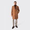 Męski płaszcz z wełną camelowy 103-9W-750-5