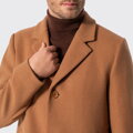 Męski płaszcz z wełną camelowy 103-9W-750-5