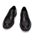 Męskie buty derby skórzane z płaskim szwem czarne 95-M-506-1