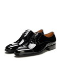 Męskie oxfordy ze skóry naturalnej lakierowanej czarne 101-M-307-1
