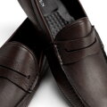 Męskie półbuty slip-on ze skóry brązowe 100-M-504-4