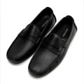 Męskie półbuty slip-on ze skóry czarne 100-M-504-1