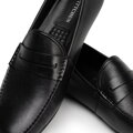 Męskie półbuty slip-on ze skóry naturalnej czarne 100-M-505-1