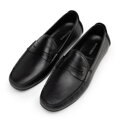 Męskie półbuty slip-on ze skóry naturalnej czarne 100-M-505-1