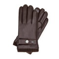 Męskie rękawiczki ze skóry naturalnej owczej brązowe 39-6A-045-4