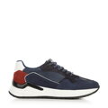 Męskie sneakersy skórzane z motywem w jodełkę niebiesko-czerwone 96-M-952-N