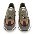 Męskie sneakersy skórzane z motywem w jodełkę zielono-szare 96-M-952-8