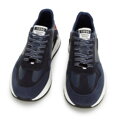 Męskie sneakersy skórzane z motywem w jodełkę niebiesko-czerwone 96-M-952-N