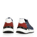 Męskie sneakersy skórzane z motywem w jodełkę niebiesko-czerwone 96-M-952-N