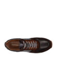 Męskie sneakersy z dwóch rodzajów skór cieniowane brązowo-szare 96-M-711-4