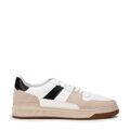 Męskie sneakersy z ekoskóry biało - beżowe 99-M-715-0