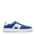 Męskie sneakersy z kontrastową podeszwą granatowe 99-M-712-N