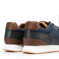 Męskie sneakersy z kontrastowymi fakturami granatowo - brązowe 102-P-700-N