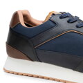 Męskie sneakersy z kontrastowymi fakturami granatowo - brązowe 102-P-700-N