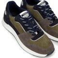 Męskie sneakersy z odblaskową wstawką zielono-szare 96-M-953-Z