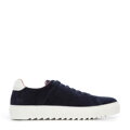 Męskie sneakersy zamszowe na grubej podeszwie granatowe 96-M-709-N
