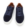 Męskie sneakersy zamszowe na grubej podeszwie granatowe 96-M-709-N