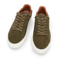 Męskie sneakersy zamszowe na grubej podeszwie zielone 96-M-709-Z