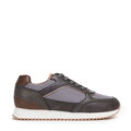 Męskie sneakersy ze skóry ekologicznej ze wstawkami szaro-brązowe 98-M-700-8