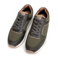 Męskie sneakersy ze skóry ekologicznej ze wstawkami zielone 98-M-700-Z