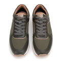 Męskie sneakersy ze skóry ekologicznej ze wstawkami zielone 98-M-700-Z
