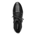 Męskie sneakersy ze skóry i tkaniny czarne 92-M-914-1